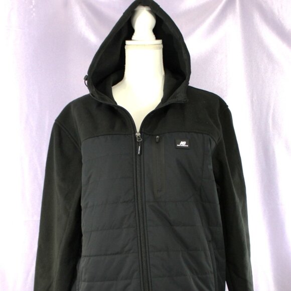 New Balance Men’s Hooded Quilted Softshell Fleece Jacket Black Size M - Picture 2 of 10